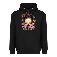 Black messy bun gym hair dont care Heavyweight Hoodie - NancyCooperArtShop