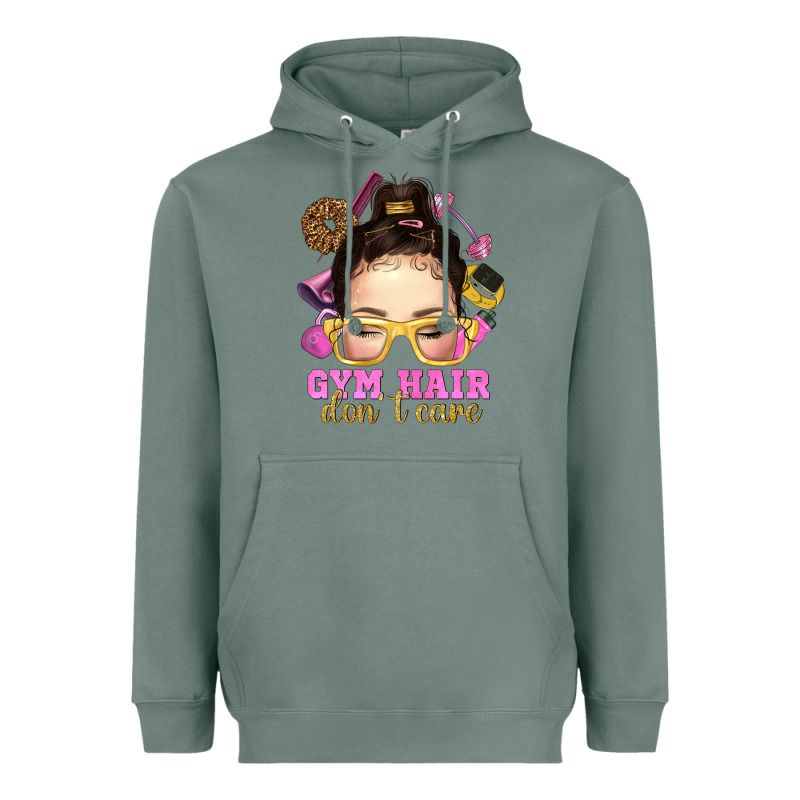 Messy Bun Gym Hair Dont Care Heavyweight Hoodie by NancyCooperArtShop | Teevron