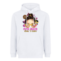 White messy bun gym hair dont care Heavyweight Hoodie - NancyCooperArtShop