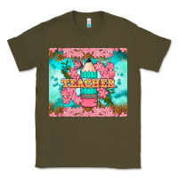 Army Green teacher floral pencil tumbler Classic Tee - BundleAndBundleShop