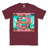 Burgundy teacher floral pencil tumbler Classic Tee - BundleAndBundleShop
