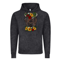 Vintage Black bison face with flowers Vintage Hoodie - RanaPortraitStore
