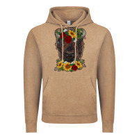 Vintage Coffee bison face with flowers Vintage Hoodie - RanaPortraitStore