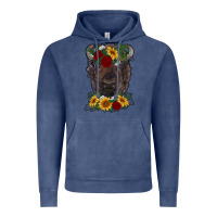 Vintage Denim bison face with flowers Vintage Hoodie - RanaPortraitStore