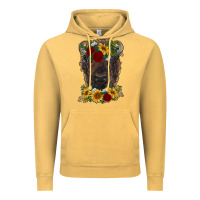 Vintage Mustard bison face with flowers Vintage Hoodie - RanaPortraitStore