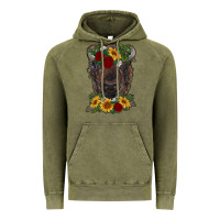 Vintage Olive bison face with flowers Vintage Hoodie - RanaPortraitStore