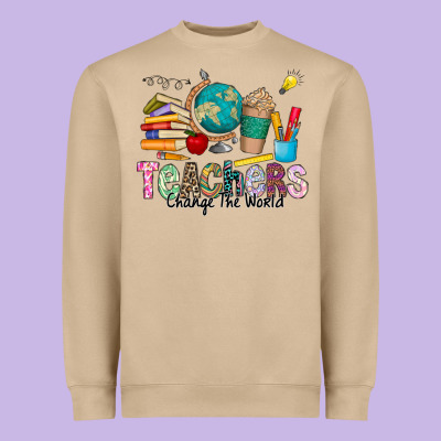 Teachers Change The World Heavyweight Sweatshirt Designed By Cowhidedigitalart