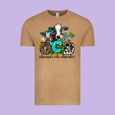 Ocd Obsessive Cow Disorder Vintage Tee Designed By Adodesignshop