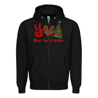 Black peace love christmas Zipper Hoodie - BarkalooDesign