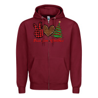 Burgundy peace love christmas Zipper Hoodie - BarkalooDesign