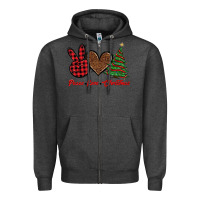 Charcoal Heather peace love christmas Zipper Hoodie - BarkalooDesign