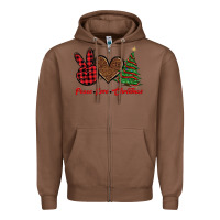 Chestnut peace love christmas Zipper Hoodie - BarkalooDesign