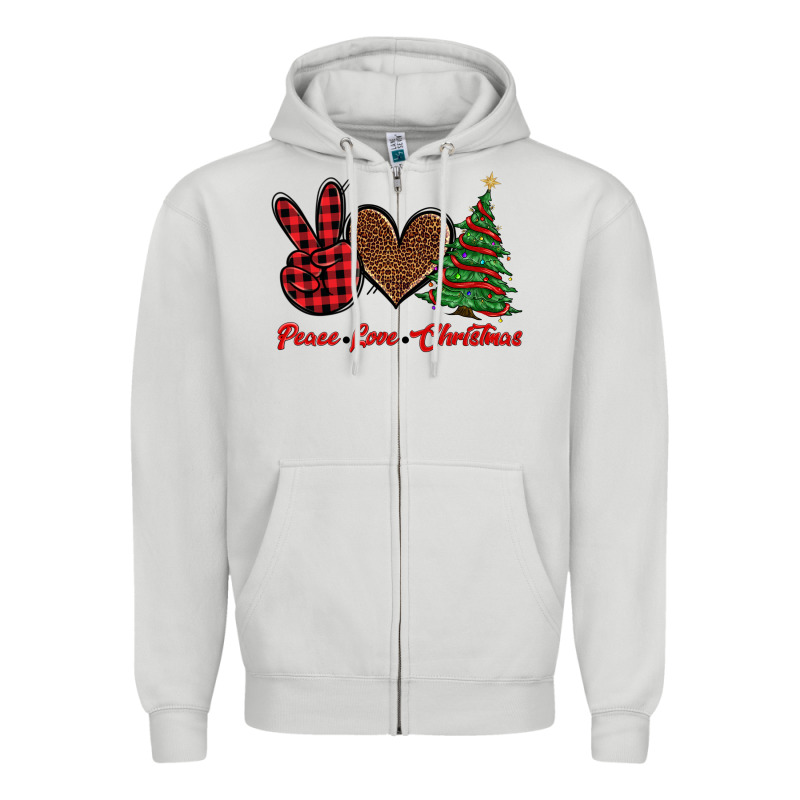Peace Love Christmas Zipper Hoodie by BarkalooDesign | Teevron