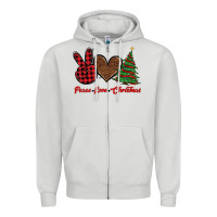 Dove Grey peace love christmas Zipper Hoodie - BarkalooDesign