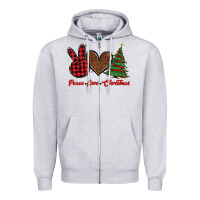 Heather Grey peace love christmas Zipper Hoodie - BarkalooDesign