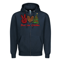 Navy peace love christmas Zipper Hoodie - BarkalooDesign