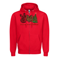 Red peace love christmas Zipper Hoodie - BarkalooDesign
