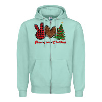 Seafoam peace love christmas Zipper Hoodie - BarkalooDesign