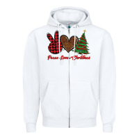 White peace love christmas Zipper Hoodie - BarkalooDesign