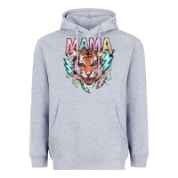 Heather Grey mama tiger lightning bolt Heavyweight Hoodie - NancyCooperArtShop