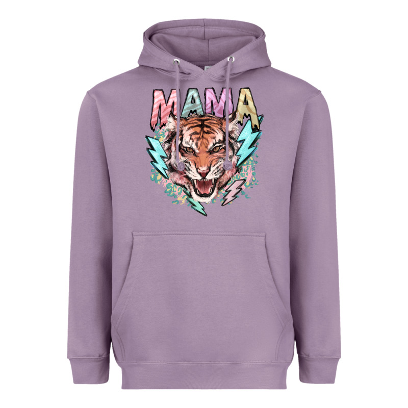 Mama Tiger Lightning Bolt Heavyweight Hoodie by NancyCooperArtShop | Teevron