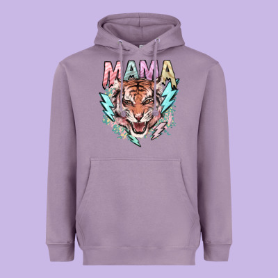 Mama Tiger Lightning Bolt Heavyweight Hoodie Designed By Nancycooperartshop