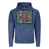 Vintage Denim aztec background with gemstone and cowhide Vintage Hoodie - RanaPortraitStore