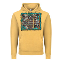 Vintage Mustard aztec background with gemstone and cowhide Vintage Hoodie - RanaPortraitStore