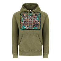 Vintage Olive aztec background with gemstone and cowhide Vintage Hoodie - RanaPortraitStore