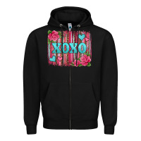 Black xoxo valentines day leopard glitter brushstroke Zipper Hoodie - Jasminsmagicworld