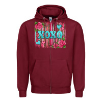 Burgundy xoxo valentines day leopard glitter brushstroke Zipper Hoodie - Jasminsmagicworld