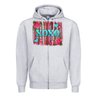 Heather Grey xoxo valentines day leopard glitter brushstroke Zipper Hoodie - Jasminsmagicworld