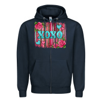 Navy xoxo valentines day leopard glitter brushstroke Zipper Hoodie - Jasminsmagicworld