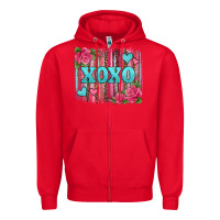 Red xoxo valentines day leopard glitter brushstroke Zipper Hoodie - Jasminsmagicworld