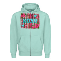 Seafoam xoxo valentines day leopard glitter brushstroke Zipper Hoodie - Jasminsmagicworld