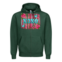 Sports Green xoxo valentines day leopard glitter brushstroke Zipper Hoodie - Jasminsmagicworld