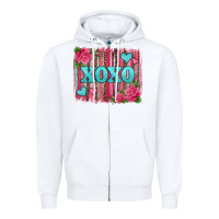 White xoxo valentines day leopard glitter brushstroke Zipper Hoodie - Jasminsmagicworld