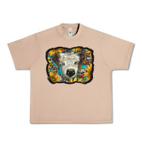 Burro white scottish calf with sunflowers western  background Urban Heavy Tee - BarkalooDesign