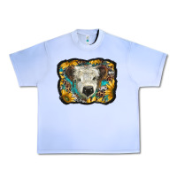 Grape Ice white scottish calf with sunflowers western  background Urban Heavy Tee - BarkalooDesign