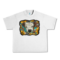 Lunar Rock white scottish calf with sunflowers western  background Urban Heavy Tee - BarkalooDesign