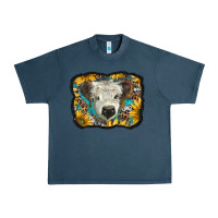 Midnight Navy white scottish calf with sunflowers western  background Urban Heavy Tee - BarkalooDesign