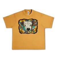 Peanut Butter white scottish calf with sunflowers western  background Urban Heavy Tee - BarkalooDesign