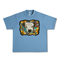 Pebble Blue white scottish calf with sunflowers western  background Urban Heavy Tee - BarkalooDesign