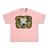 Salmon white scottish calf with sunflowers western  background Urban Heavy Tee - BarkalooDesign
