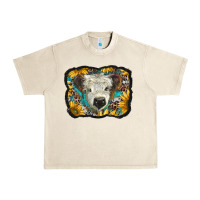 White Scottish Calf With Sunflowers Western  Background Urban Heavy Tee | Teevron