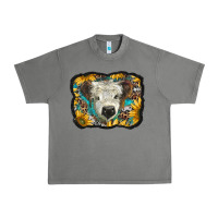Tornado white scottish calf with sunflowers western  background Urban Heavy Tee - BarkalooDesign