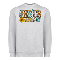 Heather Grey jesus saves Heavyweight Sweatshirt - HRA Design Shop