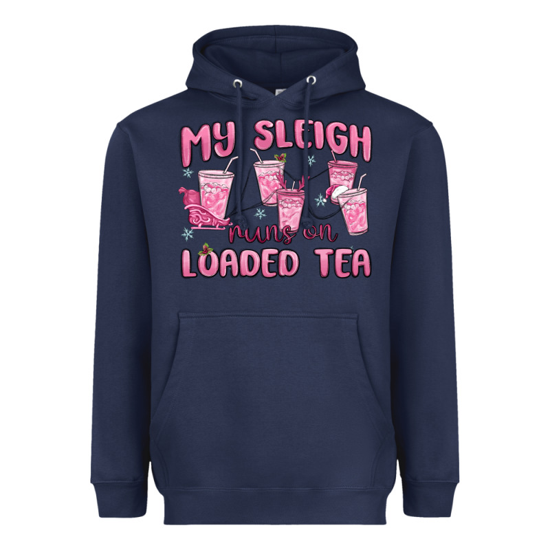 My Sleigh Runs On Loaded Tea Heavyweight Hoodie by MaliasSmallBusiness | Teevron