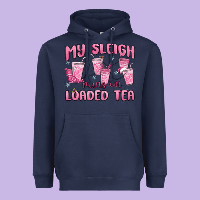 My Sleigh Runs On Loaded Tea Heavyweight Hoodie Designed By Maliassmallbusiness