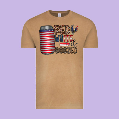 Red White  Boozed Vintage Tee Designed By Cowhidedigitalart